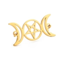 18K gold plated stainless steel Triple Moon Goddess pentagram pendant for DIY jewelry - Gold