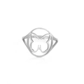 Anillo minimalista de acero inoxidable plateado con diseño de mariposa hueca circular - US 7 / Plateado