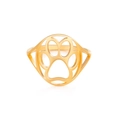 Minimalist hollow cat paw print open ring in polished gold-plated stainless steel - US 7 / Gold