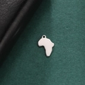 Polished silver-tone titanium steel Africa map pendant charm for DIY jewelry crafts - Steel