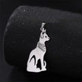 Ancient Egyptian Bastet cat pendant in silver stainless steel on black background - Steel