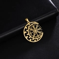 Ciondolo luna Viking Vegvisir placcato oro 18K con design cavo per creazione di gioielli - Oro