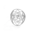 Silver stainless steel Om mandala ring with hollowed yoga pattern and polished finish - US 7 / Steel