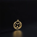 Pendentif papillon circulaire ajouré en acier inoxydable doré avec une finition polie - Doré