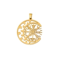 Pendentif boussole Viking Vegvisir plaqué or 18 carats avec design métallique évidé - Or