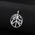 Silver stainless steel peace pendant featuring cross, star, and crescent symbols - Silver