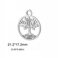 Ciondolo Albero della Vita traforato in acciaio inox lucido argento 21,2x17,2mm - Stile A / Argento