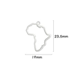 Minimalist silver Africa map hollow pendant in stainless steel measuring 23.5mm by 19mm - Steel