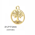 Ciondolo albero della vita in acciaio inossidabile dorato, 21,2x17,2 mm per DIY - Stile A / Oro