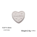 Macro detail of 18K gold-plated Grandma heart charm with frosted finish for DIY jewelry - Grandma / Steel