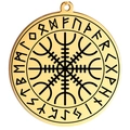 Golden Viking Vegvisir compass pendant with Elder Futhark runes for men's necklace - Type B (Vegvisir & Runes) / Gold