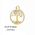 Ciondolo albero della vita dorato in acciaio inox traforato, 21,2x17,2mm, per gioielli fai da te - Stile B / Oro