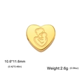 Macro view of 18K gold heart bead with mother-child engraving 10.6x11.6mm - Mother / Gold