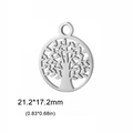 Ciondolo albero della vita traforato in acciaio inox argento lucido, 21,2x17,2 mm - Stile C / Argento