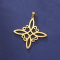 18k gold plated stainless steel witch knot pendant necklace with vintage hollow design - Gold
