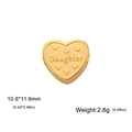 18K gold plated heart charm with Daughter engraving and brushed finish for DIY jewelry - DAUGHTER / Gold