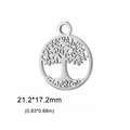Ciondolo Albero della Vita in acciaio inossidabile lucido, argento, 21,2x17,2mm per DIY - Stile D / Argento