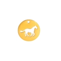 Polished golden round pendant featuring a cutout running horse silhouette for jewelry DIY - 21.1*21.1MM / Gold Color - Style B (SS20220506)