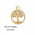 Ciondolo Albero della Vita in acciaio inossidabile dorato, 21,2x17,2mm per gioielli DIY - Stile D / Oro