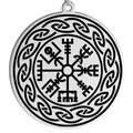 Silver Viking compass pendant with Vegvisir symbol and Celtic knotwork on white background - Type D (Vegvisir & Celtic Knot) / Steel