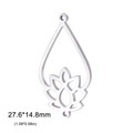 Silver stainless steel lotus flower teardrop pendant for DIY jewelry making 27.6x14.8mm - Steel
