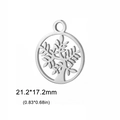 Ciondolo albero della vita in acciaio inox argento, 21,2x17,2mm per gioielli fai-da-te - Stile E / Argento