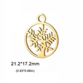 Ciondolo albero della vita dorato in acciaio inox traforato, misura 21,2x17,2mm - Stile E / Oro