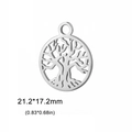 Ciondolo Albero della Vita in acciaio inossidabile lucido, misura 21,2x17,2mm - Stile F / Argento