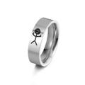 Anillo de acero inoxidable pulido con divertido diseño de graffiti minimalista - US 7 / Color acero