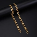 Collar de cadena Figaro en oro de 18K para hombre con cierre de mosquetón seguro - 10mm / 45cm / Dorado