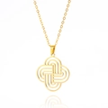 Gold Celtic knot pendant necklace in stainless steel with elegant geometric design - Gold
