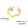 Minimalistischer verstellbarer Hirschgeweih Ring aus Edelstahl in Gold 8,2mm breit - Rentiergeweih-Stil / Gold