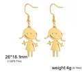 Golden stainless steel earrings with cute cartoon girl smile pendants for women - Gold