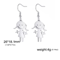 Cute cartoon girl silhouette earrings in stainless steel with detailed dimensions - Steel
