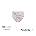 Heart-shaped stainless steel pendant with Love you engraving and brushed finish 10.6mm - LOVE YOU / Steel