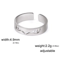 Verstellbarer Hirschgeweih Ring aus poliertem Edelstahl mit 4,9 mm Breite Design - Stahlfarben