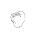 Silver minimalist stainless steel ring featuring an intricate hollow moon design - US 7 / Steel