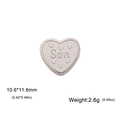 Silver heart-shaped 'Son' charm bead with embossed lettering and hearts for DIY jewelry - SON / Steel