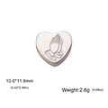 Polished stainless steel heart charm with praying hands engraving, size 10.6x11.6mm - High Five / Steel