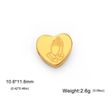 18K gold plated heart charm with praying hands engraving, 10.6x11.6mm DIY jewelry part - High Five / Gold