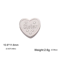Silver frosted heart charm bead with Sister engraving and star patterns for DIY jewelry - SISTER / Steel