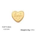 Golden heart charm with Sister engraving and stars, 10.6x11.6mm stainless steel DIY pendant - SISTER / Gold