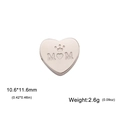 Silver finish heart-shaped Mom charm bead with crown engraving for DIY jewelry making - MOM / Steel