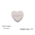 Silver heart daughter charm bead in stainless steel for DIY family jewelry making - DAUGHTER / Steel