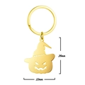 Portachiavi zucca di Halloween con cappello da strega in metallo dorato, 22mm x 26mm - Oro