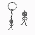 Porte-clés et pendentif bonhomme allumette en acier inoxydable noir mat minimaliste - Noir