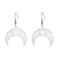 Symmetric silver crescent moon earrings with celtic knot and paw print cut-out design - Steel