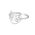 Elegant minimalist silver lotus flower hollow ring in polished stainless steel for women - US 7 / Silver