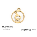 Golden stainless steel yoga pose pendant for DIY jewelry, size 11.9x9.8mm, 0.3g weight - Yoga Poses / Gold