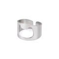 Polished silver stainless steel bottle opener ring with minimalist wide band design - Steel